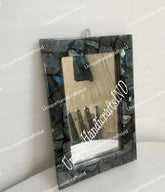 Handcrafted Labradorite Wall Mirror – Modern Decorative Mirror for Bathroom or Hallway, Natural Gemstone Inlay Home Decor Unique Handicrafts IND